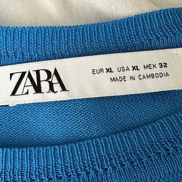 ZARA Cerulean Blue Pullover Sweater Boxy Lightweight Layer Size XL - Picture 11 of 14